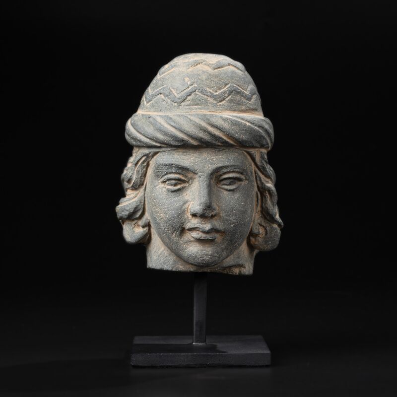 Head of a Youth in a Chevron-Patterned Cap