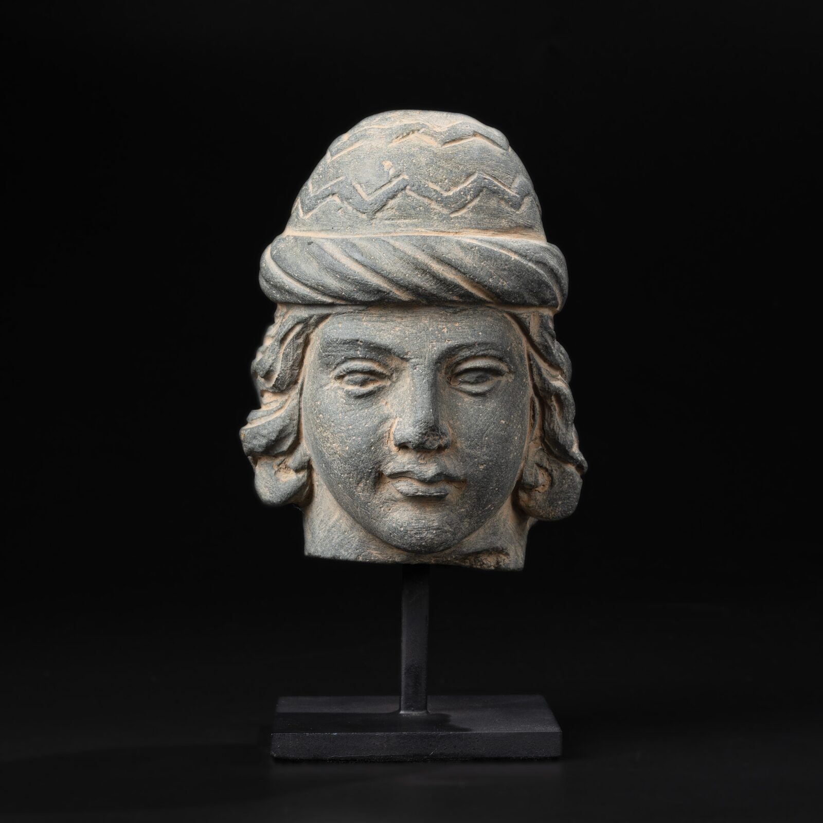 Head of a Youth in a Chevron-Patterned Cap